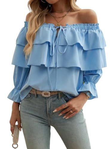 Stile Elegante Camicette da Donna Vintage Volante off Shoulder