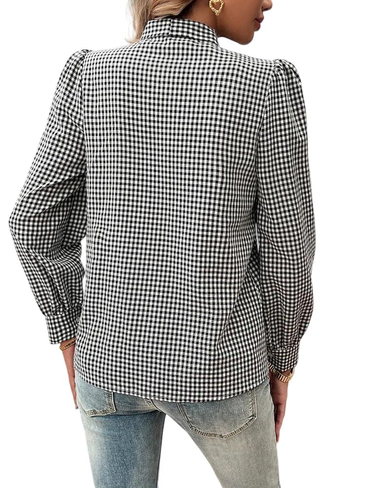 Camicetta alla Moda Top Elegante con Papillon in Poliestere di Alta qualità