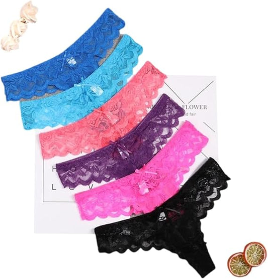 4 Pack Set Mutande Bikini da Donna in Pizzo Lingerie Sexy Donne Slip Nero/Black, Rosso/Red, Verde/Green, Beige Traspirante Biancheria Intima