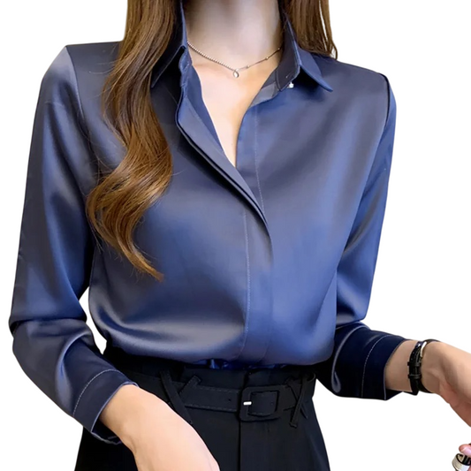 Stile Elegante Camicia da Donna in Seta a Maniche Lunghe da Donna