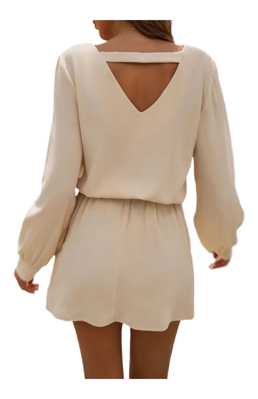Vestito Donna Corto Midi Abito Maniche Lunghe con Scollo a V Elegante Casual Abiti Swing da Sera Casual Discoteca Cocktail Clubwear di Alta qualità