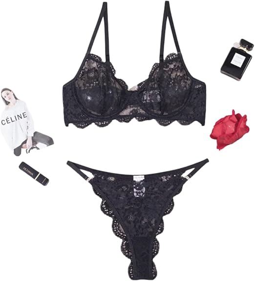 Set Lingerie Donna Babydoll Donna Sexy Confortevole Reggiseno Pizzo Babydoll con Reggiseno e Perizoma per La Notte di Nozze Vacanze in Luna di Miele Viaggio