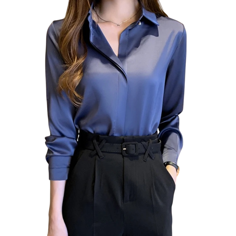 Stile Elegante Camicia da Donna in Seta a Maniche Lunghe da Donna