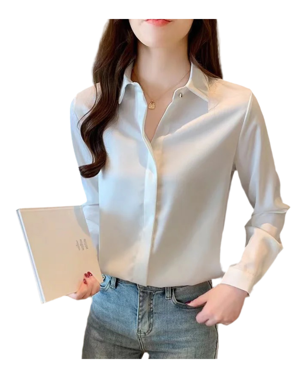 Stile Elegante Camicia da Donna in Seta a Maniche Lunghe da Donna