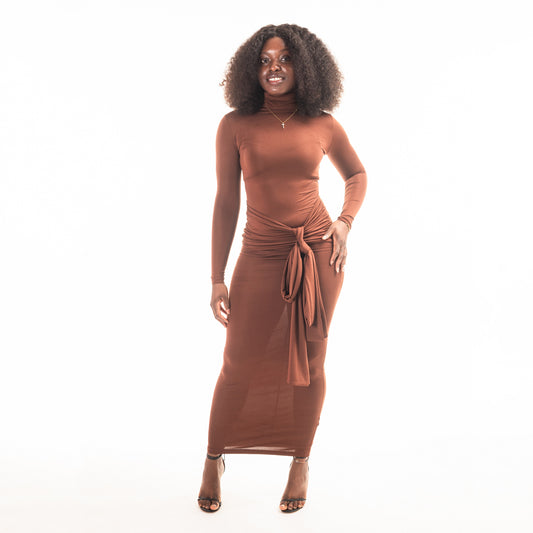 Stile Elegante Abito da Sera da Donna con Collo Alto Aderente Sexy Maxi Abito da Ballo