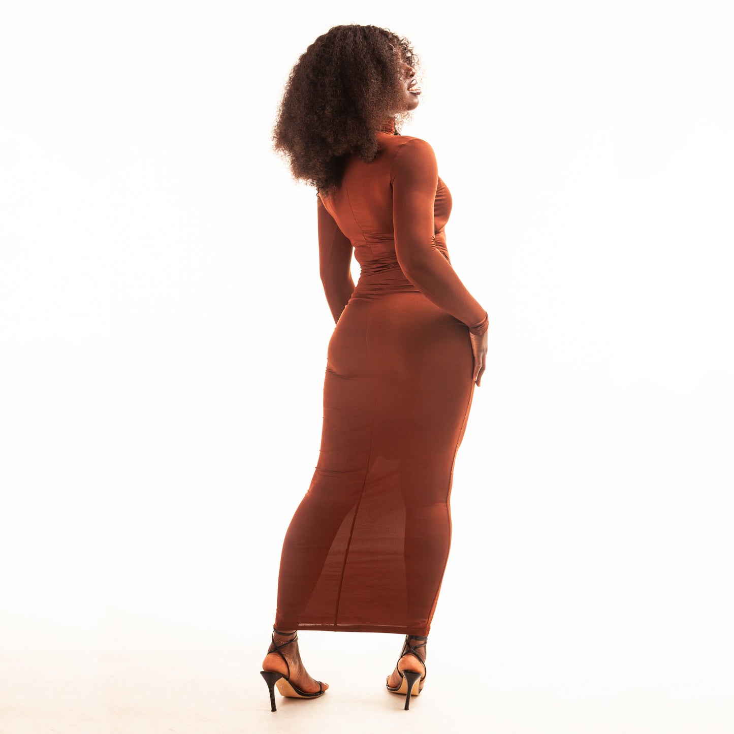 Stile Elegante Abito da Sera da Donna con Collo Alto Aderente Sexy Maxi Abito da Ballo