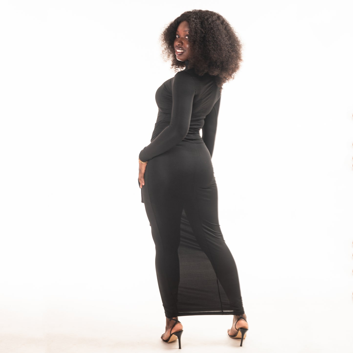 Stile Elegante Abito da Sera da Donna con Collo Alto Aderente Sexy Maxi Abito da Ballo
